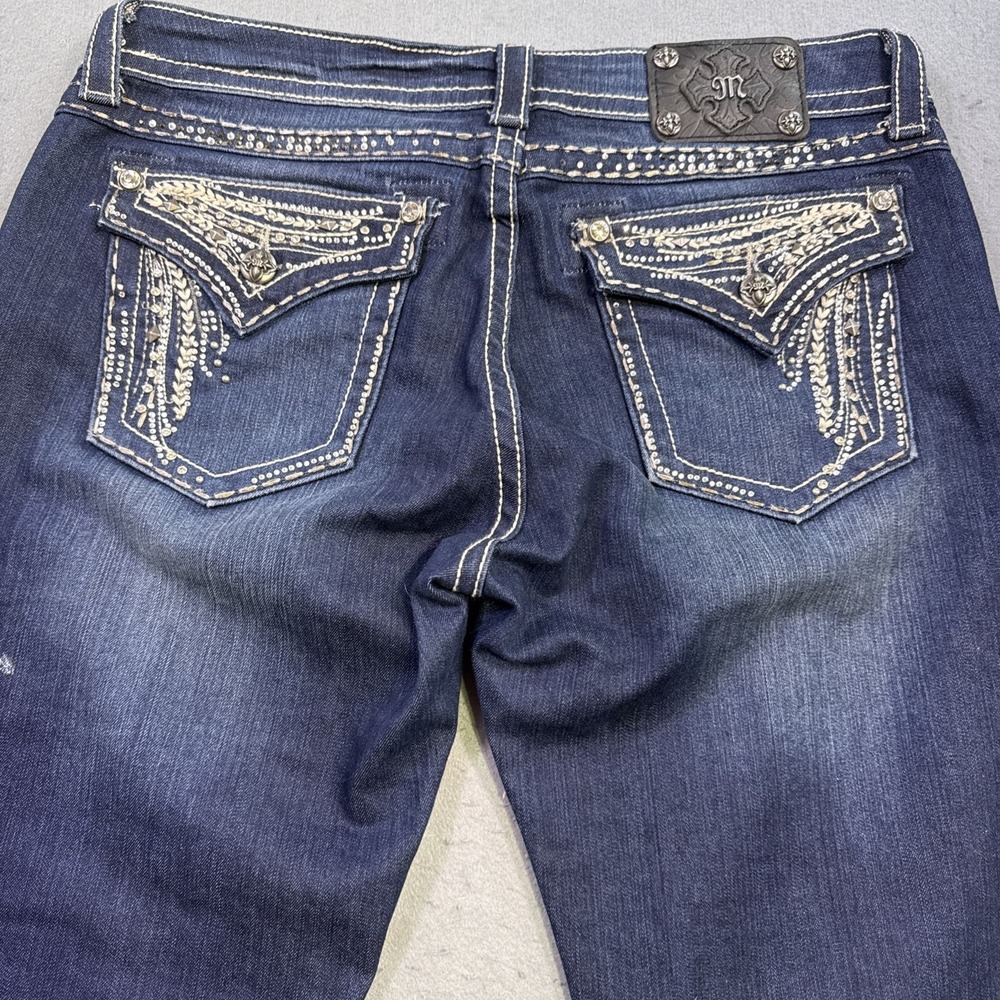 Miss Me jeans womens 31x30 easy boot sequins rhinestones bling dark wash NWOT